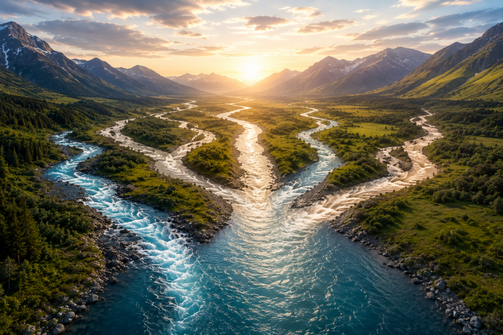 tributaries joining to form the Mindful Rep River
