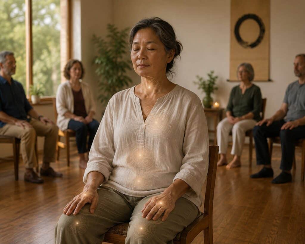Person practising an Organic Body Scan to develop awareness of subtle bodily sensations